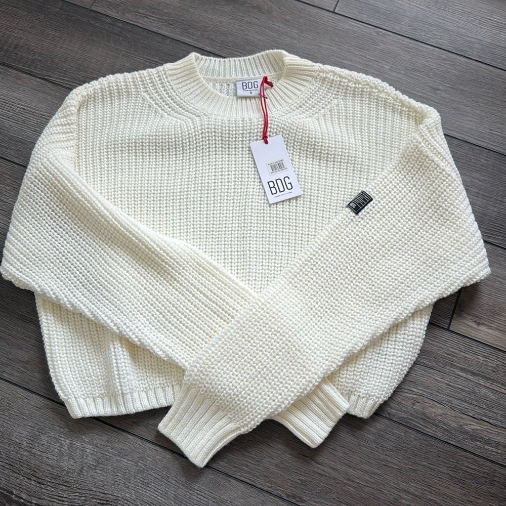 BDG Urban Outfitters cream ribbed cropped‎ sweater size small